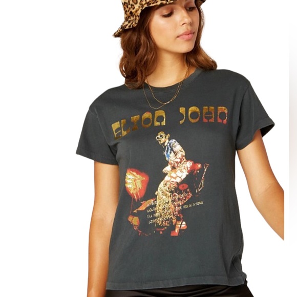 Anthropologie Tops - Anthropologie LetLuv Elton John Bennie & The Jets Vintage Black Tee XS NWT